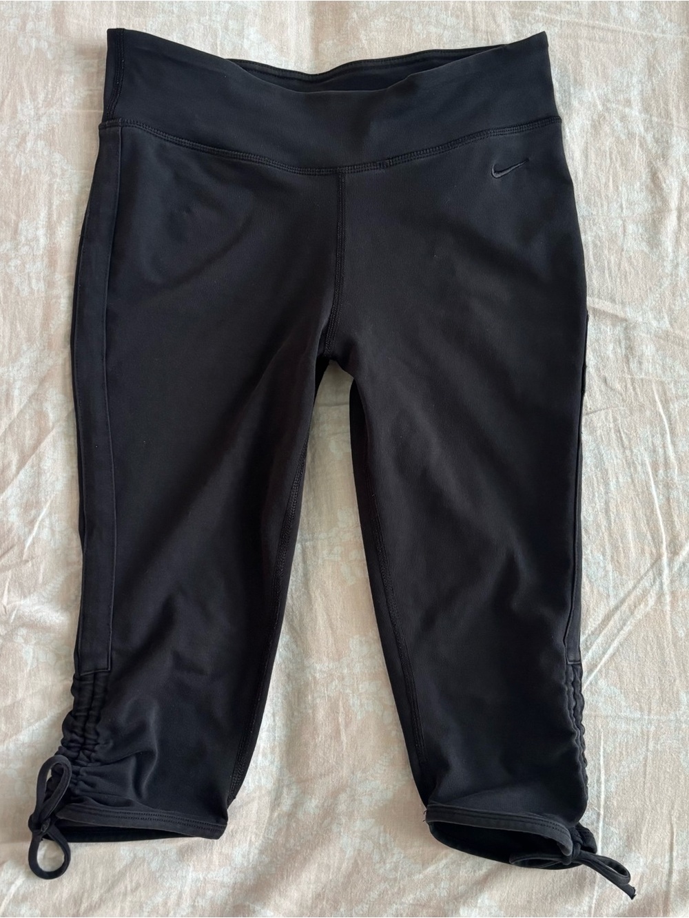 Nike Black Capri Active Leggings with Ruched Hem